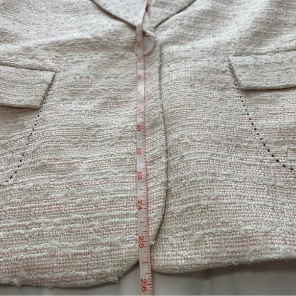 Walter Baker Boucle Blazer pink white metallic gold thread single-breast size L - Picture 14 of 16
